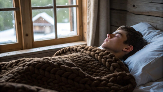 Kid with autism sleeping with weighted blanket