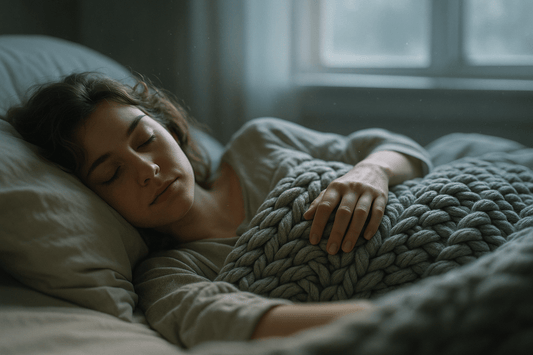 Woman sleeping with Weighted Blanket