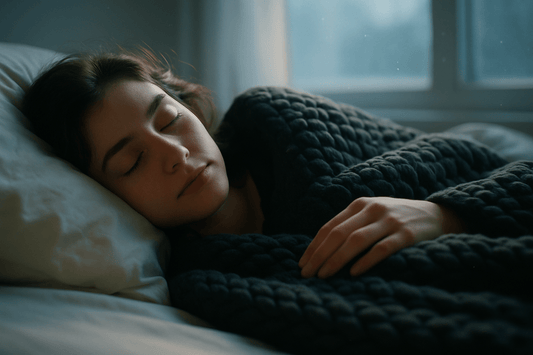 Woman Sleeping with weighted blanket