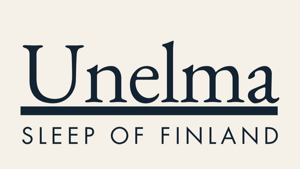 Unelma Sleep of Finland logo on a beige background